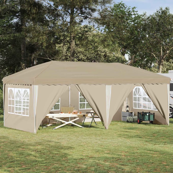 vidaXL - Pop-up - Feesttent - 575 - x - 288 - x - 245 - cm - Crèmekleurig