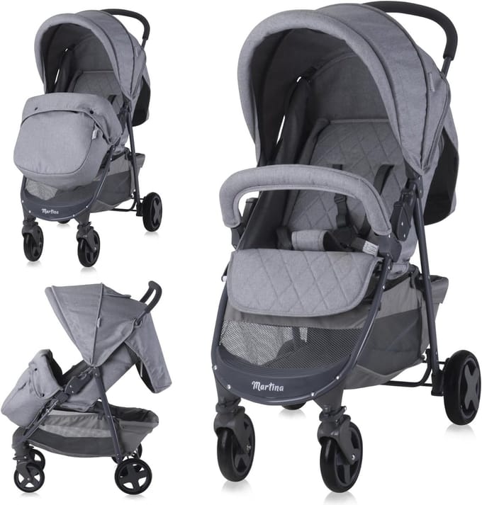Kinderbuggy Lichtgewicht - Reisbuggy Compact - Snel Op Pad - Slechts 75 kg - 74x48x104 cm - Lichtgrijs