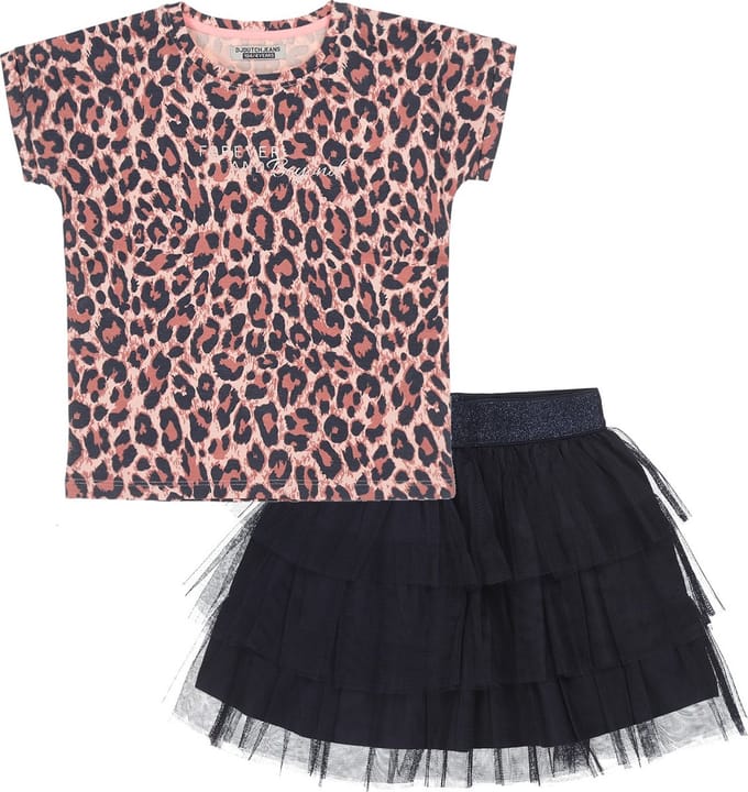 DJ Dutchjeans - Kledingset(2delig) - Rok tule navy - Shirt panterprint - Maat 122