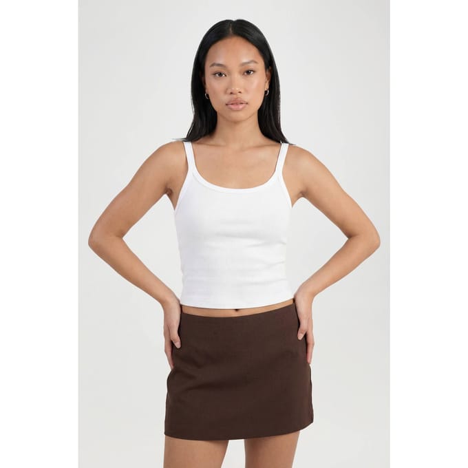 boohoo Dames Getailleerde Mini Rok | Dark Chocolate | Maat: 8