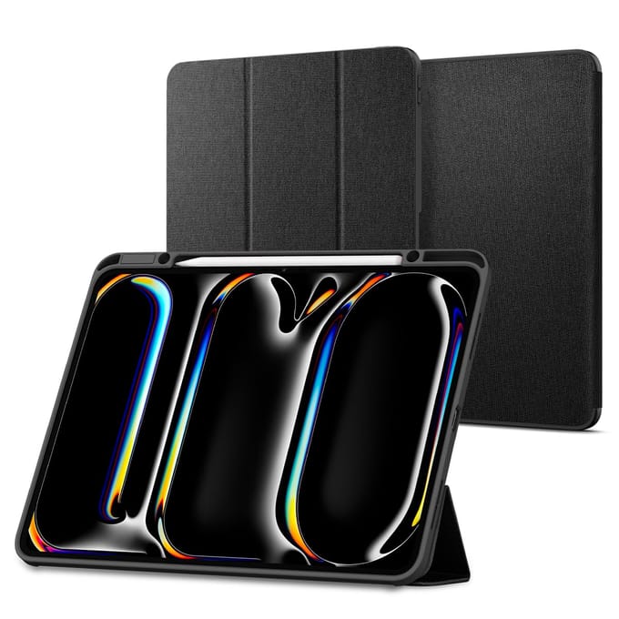 Spigen iPad Pro 13-inch M5/M4 (2025/2024) Hoes met standaard, Schokbestendig, Krasbestendige stoffen hoes, Automatische slaap/waakfunctie, Urban Fit, ACS07010 (Zwart) gray