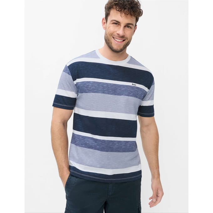 Brax Heren Shirt  Style TROY white, blauw, maat L