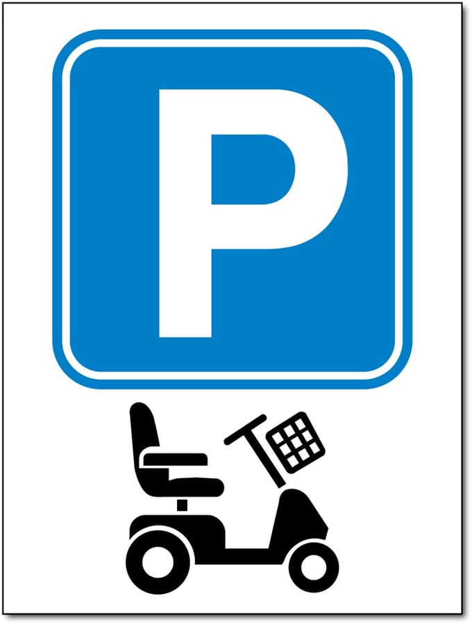 Scootmobiel parkeren bord - Forex - 30 x 40 cm - Weerbestendig