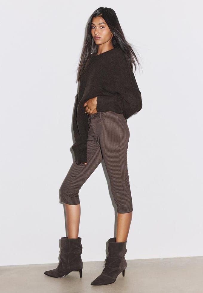 Stradivarius Smart capri broek  Bruin 34