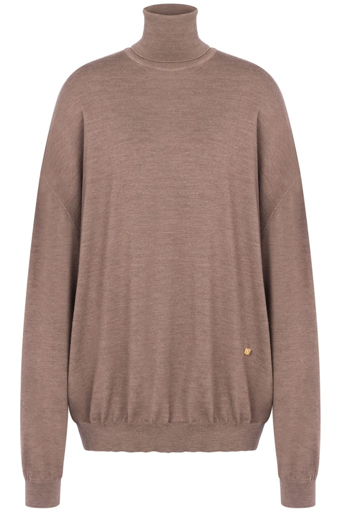 Moschino Golden M Wool Turtleneck Sweater Beige Taglia: 42 | Maglioni a maglia Outlet | Donna | Marrone