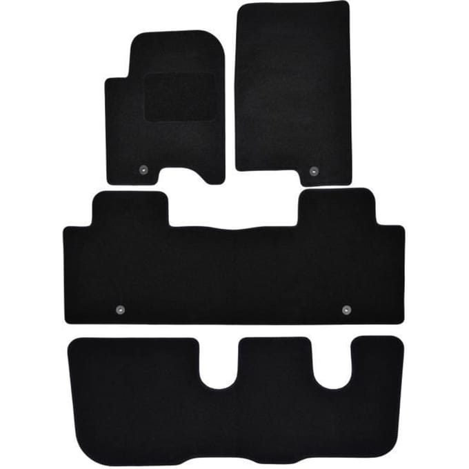 Tapis de sol - SSangYong - Rexton 7 - Velours noir - 6 pièces - Antidérapant et imperméable