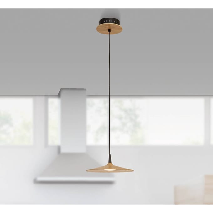 Zambelis LED hanglamp 19150 lichtkleurige houten kap Ø 25cm