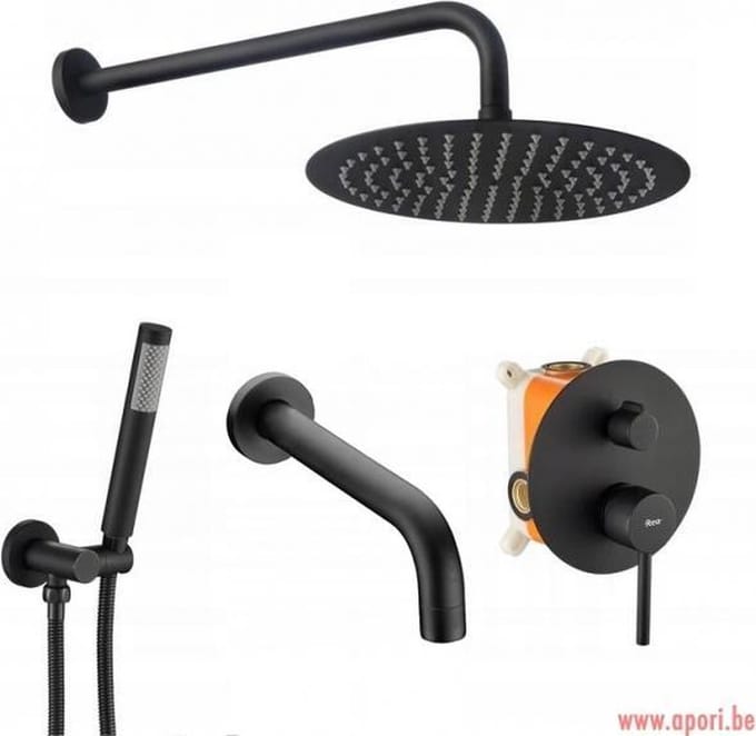 Rea Lungo Regendouche Inbouw Zwart 36,5cm
