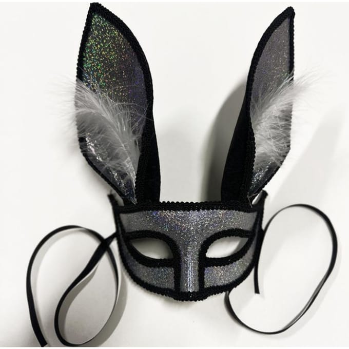 Feest konijnenmasker, veer masker, gemaskerd half gezichtsmasker One size zwart