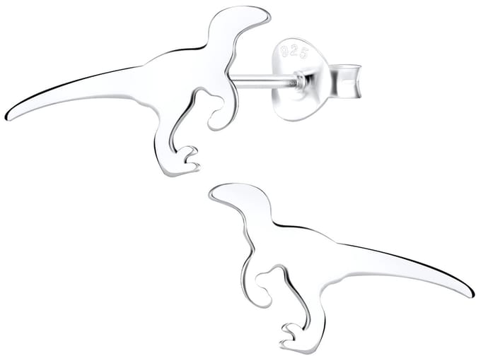 Joy|S - Zilveren dinosaurus oorbellen - 15 mm x 9 mm