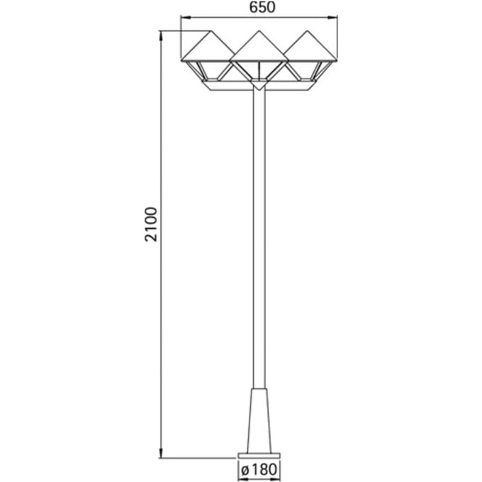 Albert Leuchten Moderne lantaarnpaal 181, zwart, 3-lamps