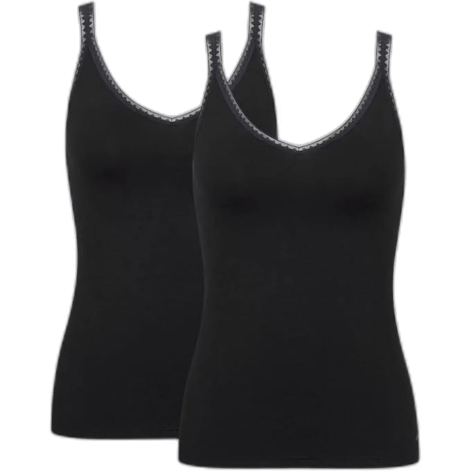 Sloggi dames hemd Basic GO shirt 2-packSloggi dames hemd Basic GO smalle band 2-pack  - L  - Zwart
