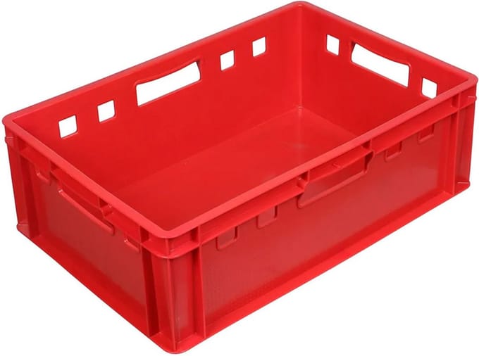 Vleeskrat E2 600x400x200 mm 35 liter rood - Euronorm - Open handgreep