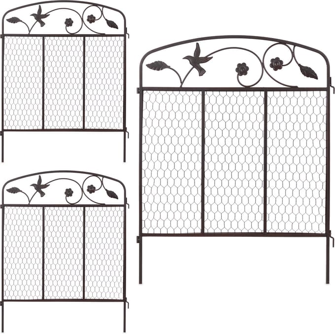 Tuinhek set van 3 - elk 64 x 63 cm - staal - donkerbruin