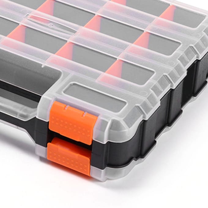 Onderdelenbox PP Raster Ontwerp Verdikte Verwijderbare Compartiment Stabiele Classificatie Opbergdoos Dubbel gray