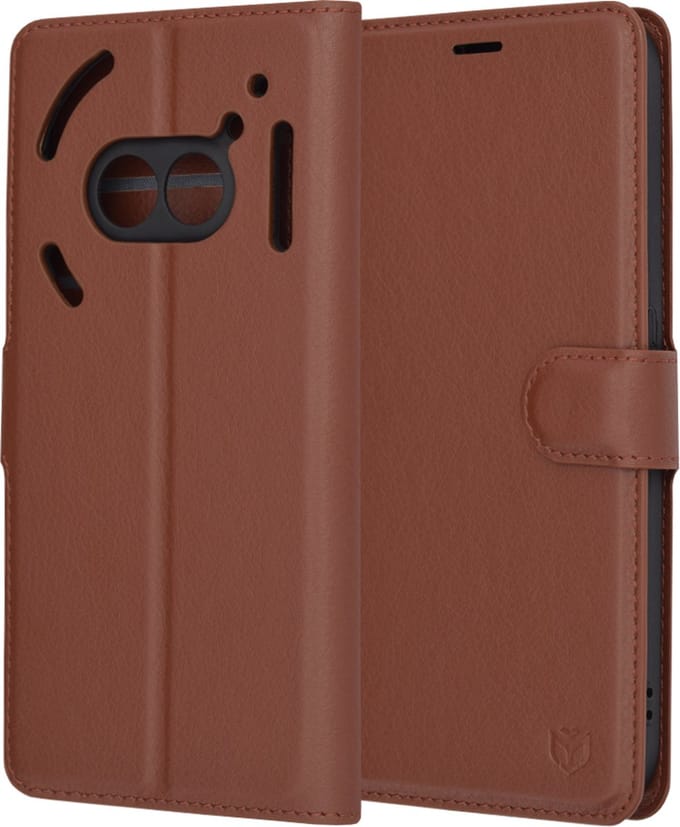 Techsuit Leather Folio Book Wallet Case hoesje voor Nothing Phone (2a) - Bruin