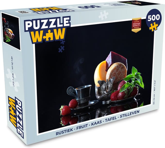 Puzzel Rustiek - Fruit - Kaas - Tafel - Stilleven - Legpuzzel - Puzzel 500 stukjes