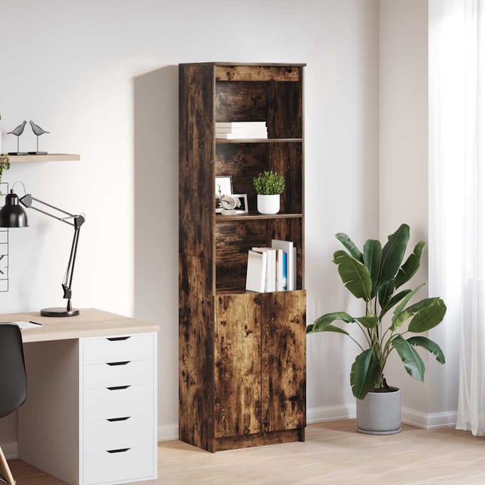 vidaXL - Highboard - 50x35x180 - cm - spaanplaat - gerookt - eikenkleurig