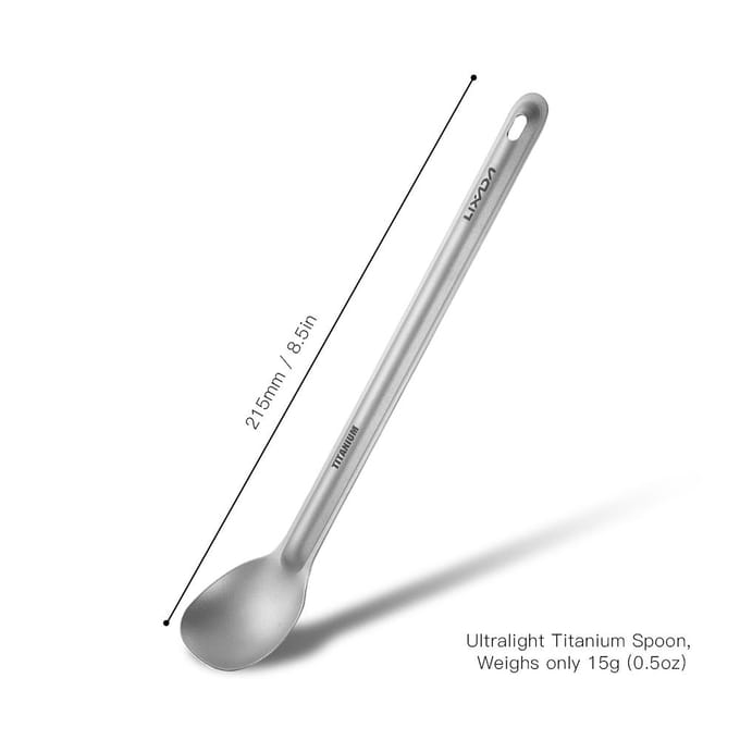 Lixada Titanium Lepel Buiten Draagbare Diner Lepel Bestek Kamperen Backpacken Picknick Ultralicht white