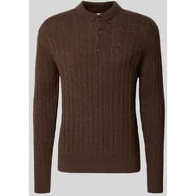 Gebreide pullover van linnenmix met polokraag