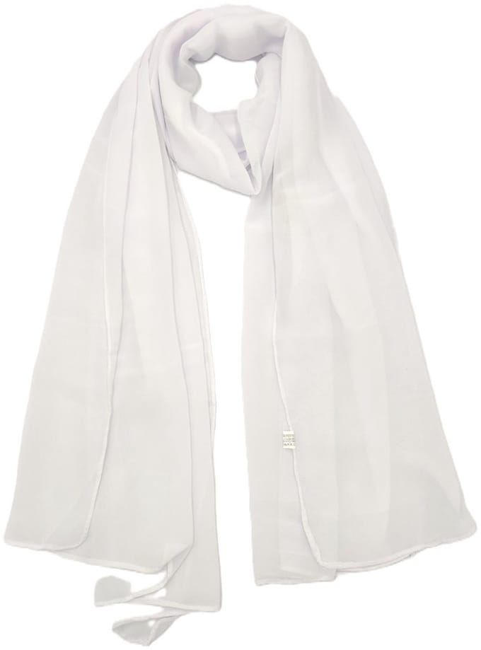 Lange dames sjaal Ditte-effen wit-omslagdoek-stola