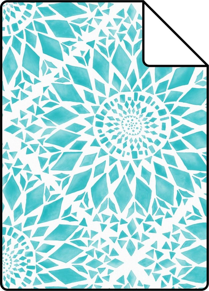 Proefstaal ESTAhome behang tegelmotief turquoise - 26.5 x 21 cm - 148611-S
