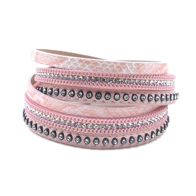 Montebello Armband Bartsia Pink - PU Leer - Wikkel - 19cm