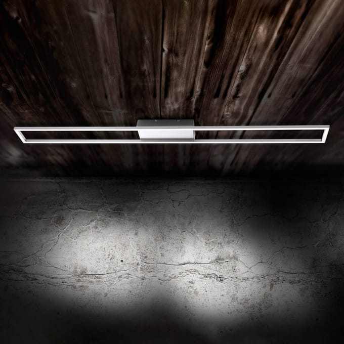 Paul Neuhaus LED plafondlamp Inigo, staalkleurig, 110 cm lang
