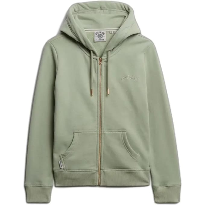 Superdry - Essential Logo halfgeborstelde hoodie met rits - Dames - Hoodies