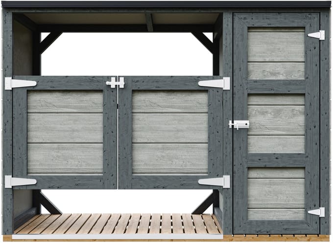 Timbela M981A-TUNDRA CAVERN - LP SmartSide Kliko ombouw - 2x240L - met deuren - container ombouw hout