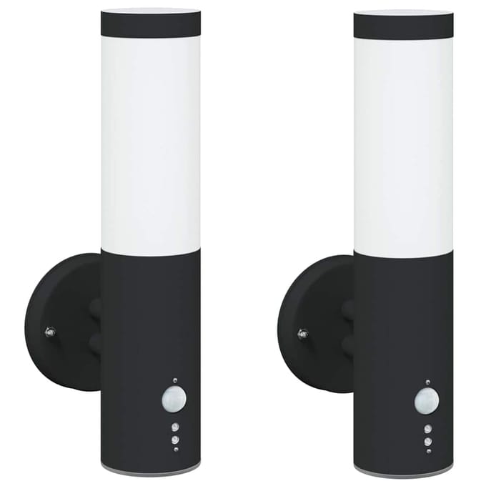vidaXL Buiten Wandlamp 2 st Zwart 15 x 7,5 x 33 cm