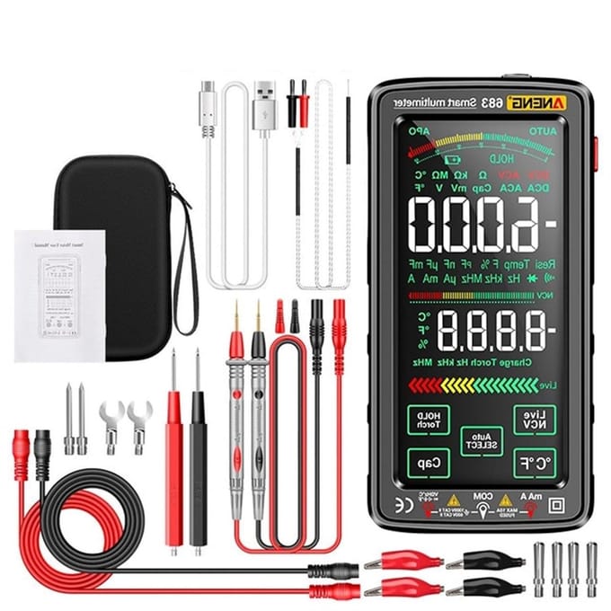 Intelligente Multimeter - Touchscreen Tester - Elektriciteit Meten - Oplaadbaar Touchscreen - 6000 Counts - Zwart