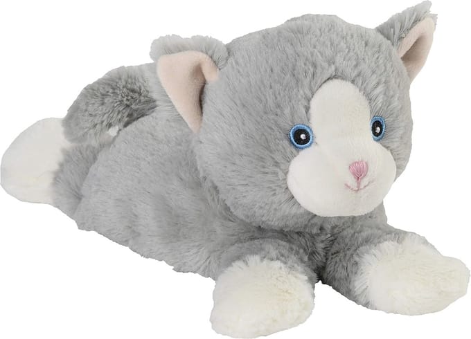 Warmtekussen Knuffeldier - Grijze Kat 20 cm met Uitneembare Gierst Lavendelvulling