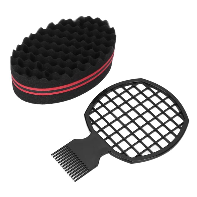 Haar Twist Kam Spons Set Thuis Salon Professioneel Draagbaar Afro Haar Spons Krul Kam Styling Tool black