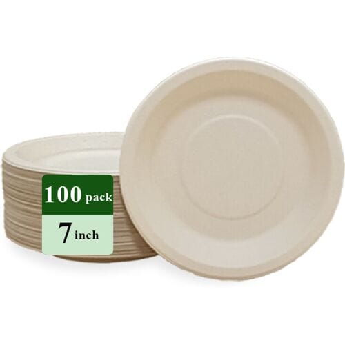 Rui bamboo wegwerpborden van bamboevezel, 7 inch, 100 stuks