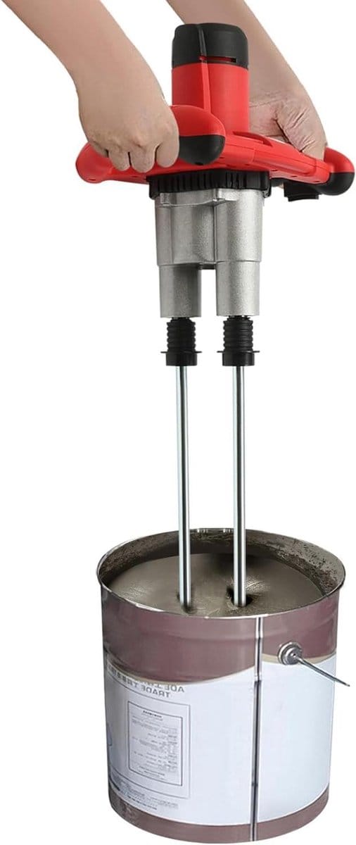 Mortelroerder - Betonmixer - Materialen Mengen - 6 Versnellingen - 1800 W - Rood