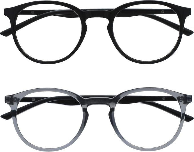 Stijlvolle Afstand Brillen voor Bijziendheid - Unisex, Groot Formaat, 2 Stuks, Zwart en Grijs