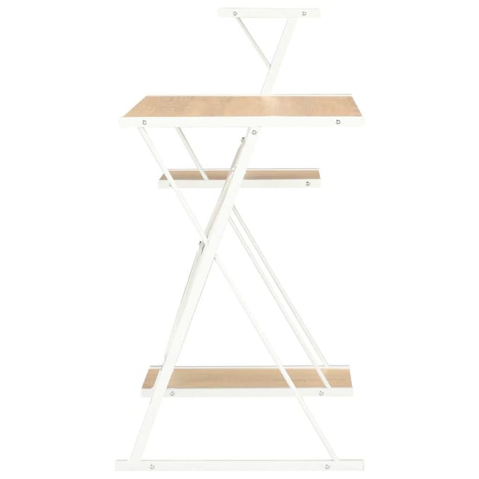 vidaXL - Bureau - met - schap - 116x50x93 - cm - wit - en - eikenkleurig