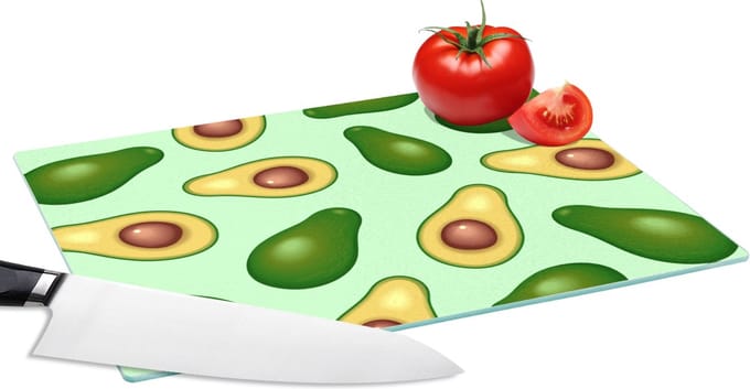 Glazen Snijplank - 28x20 - Avocado - Patronen - Groen - Snijplanken Glas