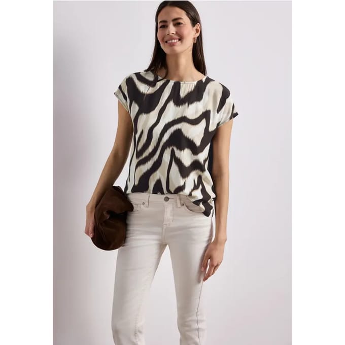 Shirt met hangende schouder en print