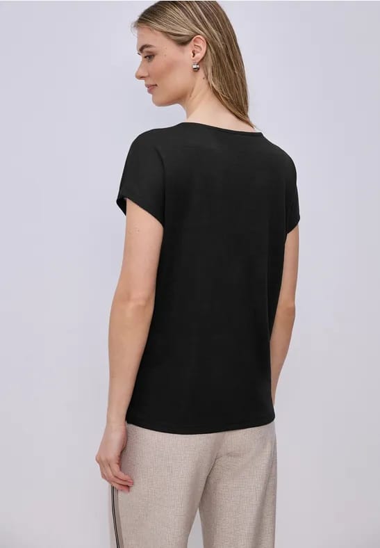 Shirt met overhangende schouders in linnenlook