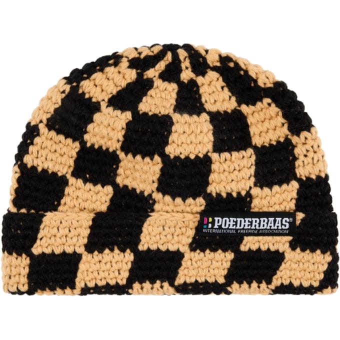 Poederbaas Muts Heren Checkerboard Warm Sand