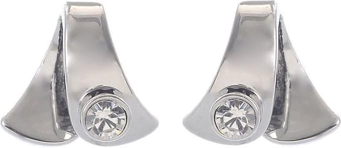 Behave - Oorbel steker zilverkleur glans kristalsteen minimal chic 10mm
