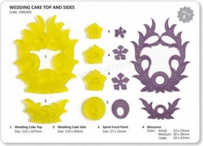 Wedding Cake Top & Sides Set/6