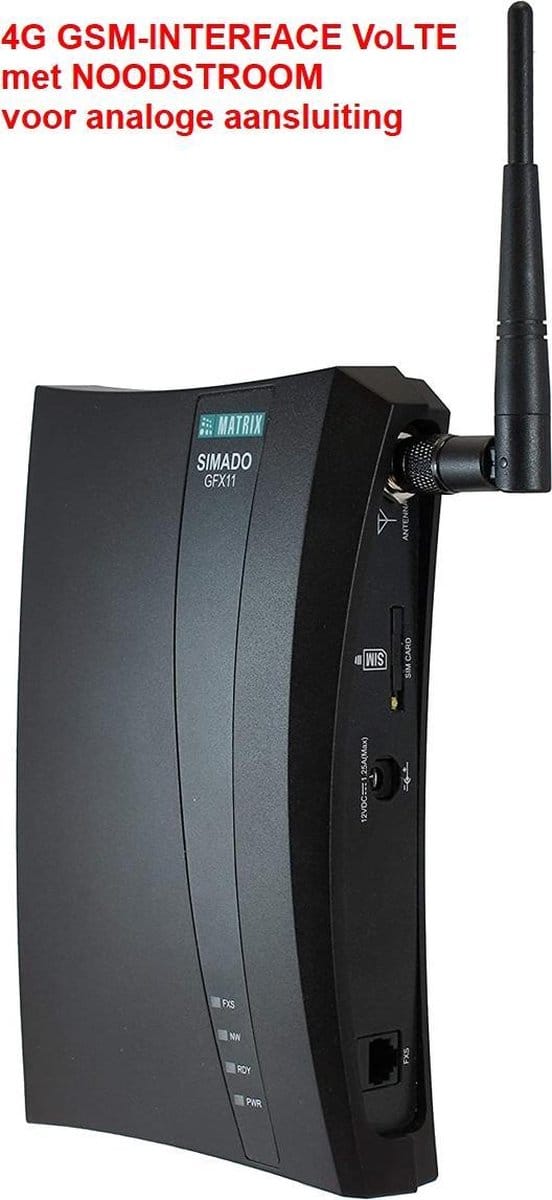 4G GSM-INTERFACE met NOODSTROOM VoLTE voor analoge aansluiting MATRIX TELECOM SIMADO 31-0005
