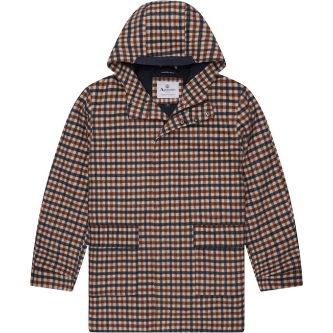 Aquascutum Active Wollen Jas Met Capuchon En Clubruitpatroon