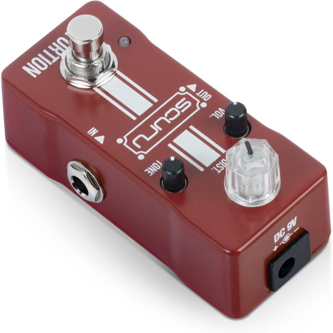 SCURU Gitaar Distortion Effectpedaal DIST/VOL/TONE High Gain Versterkers Dynamische Respons DC 9V 6.35mm wijnrode kleur