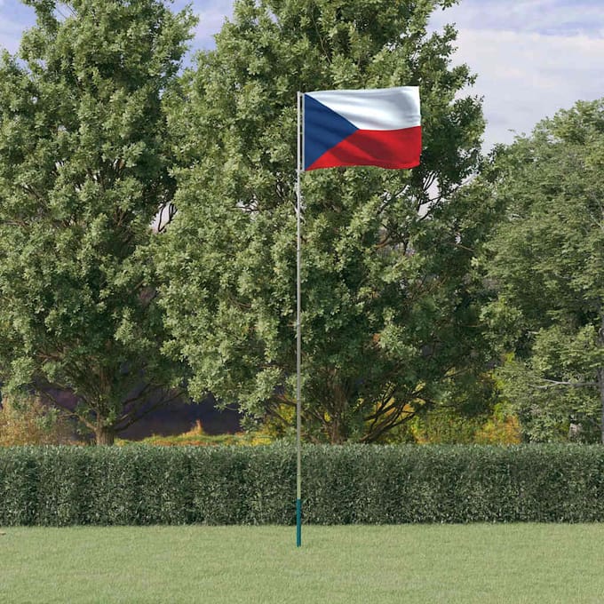 vidaXL - Vlag - met - vlaggenmast - Tsjechië - 5,5 - m - aluminium