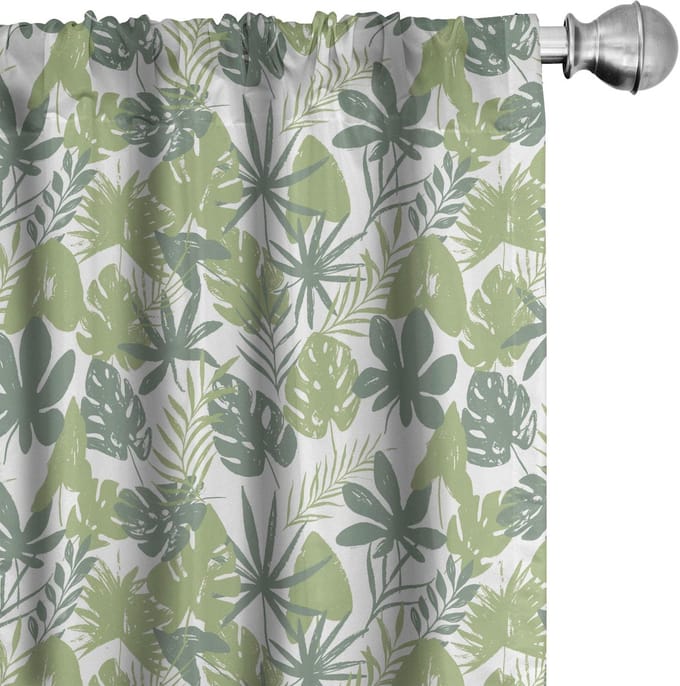 ABAKUHAUS – Voorhang-Set 2x75x225 cm – Mikrofaser – Pistachio Groen Wit