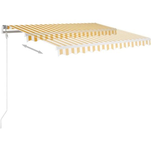 vidaXL - Luifel - automatisch - met - LED - en - windsensor - 300x250 - cm - geel - en - wit